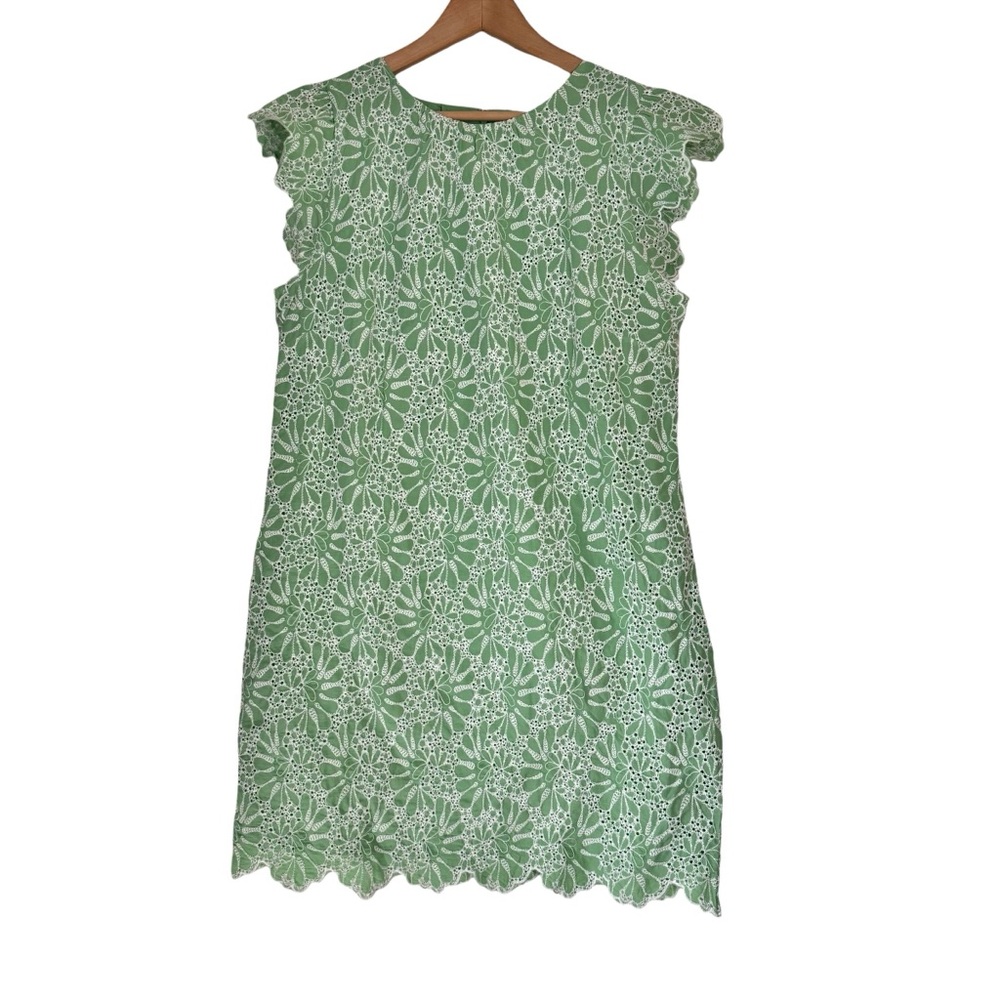 LOFT Green Eyelet Lace Shift Dress Size 12 NWT Flutter Sleeve Party Wedding